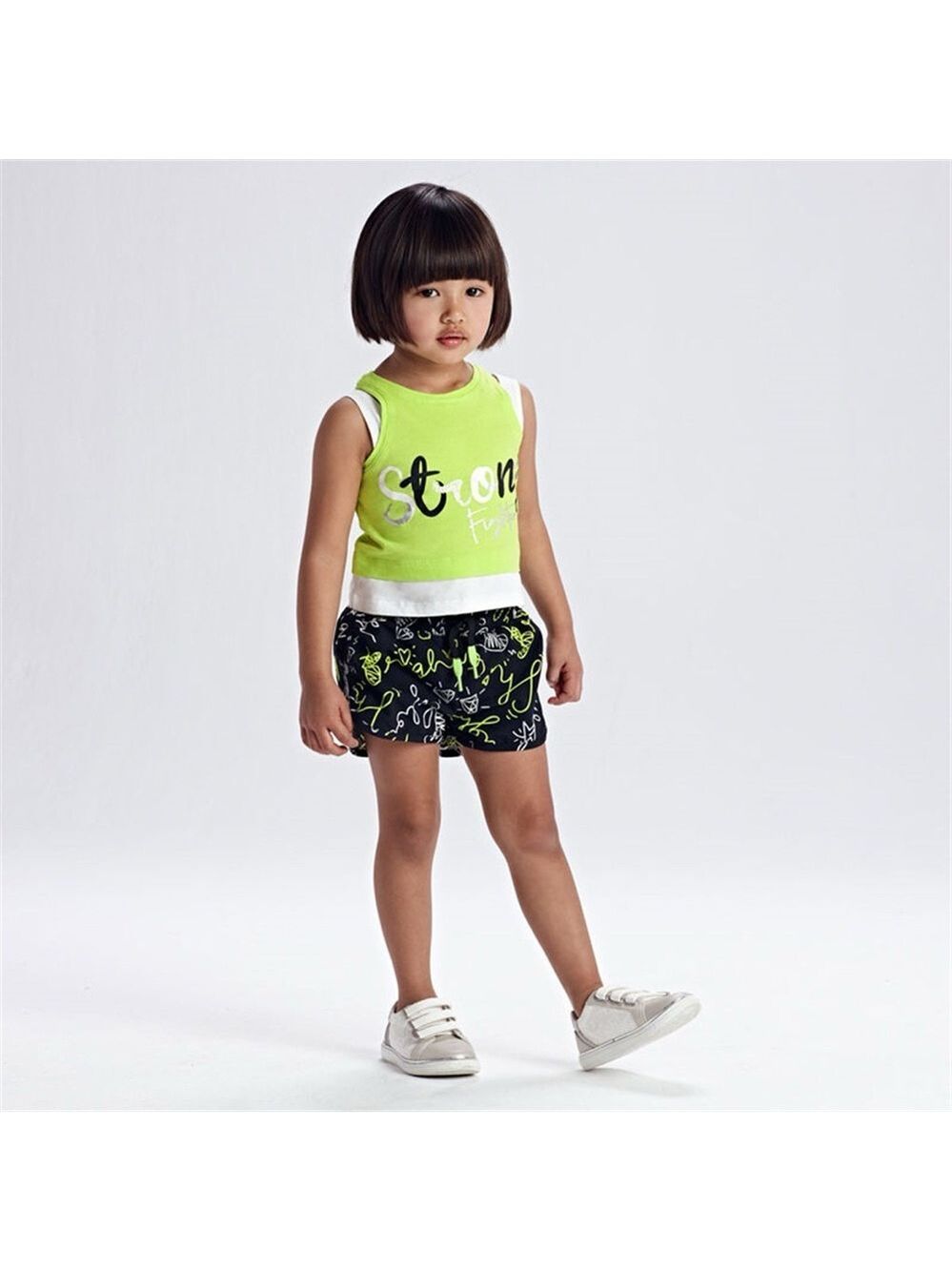 Size 8 Girls Mayoral Neon Green and Black Kids Set